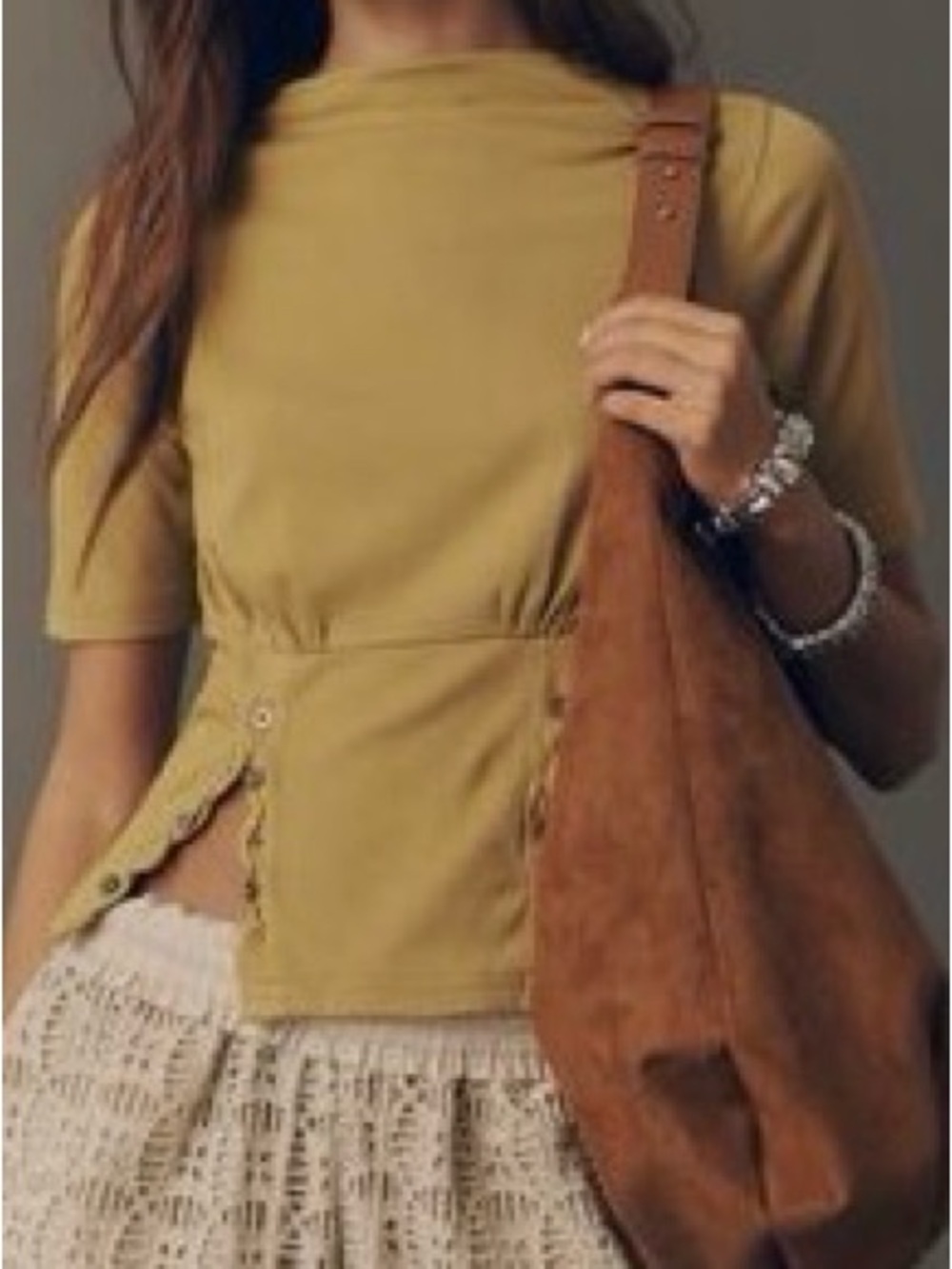 Anthropologie Pilcro button bodice waisted top.